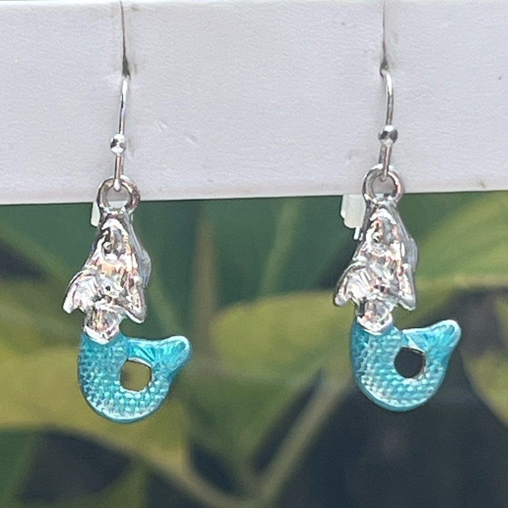 🦋 Periwinkle by Barlow Silver and Blue Mermaid Dangle Earrings
